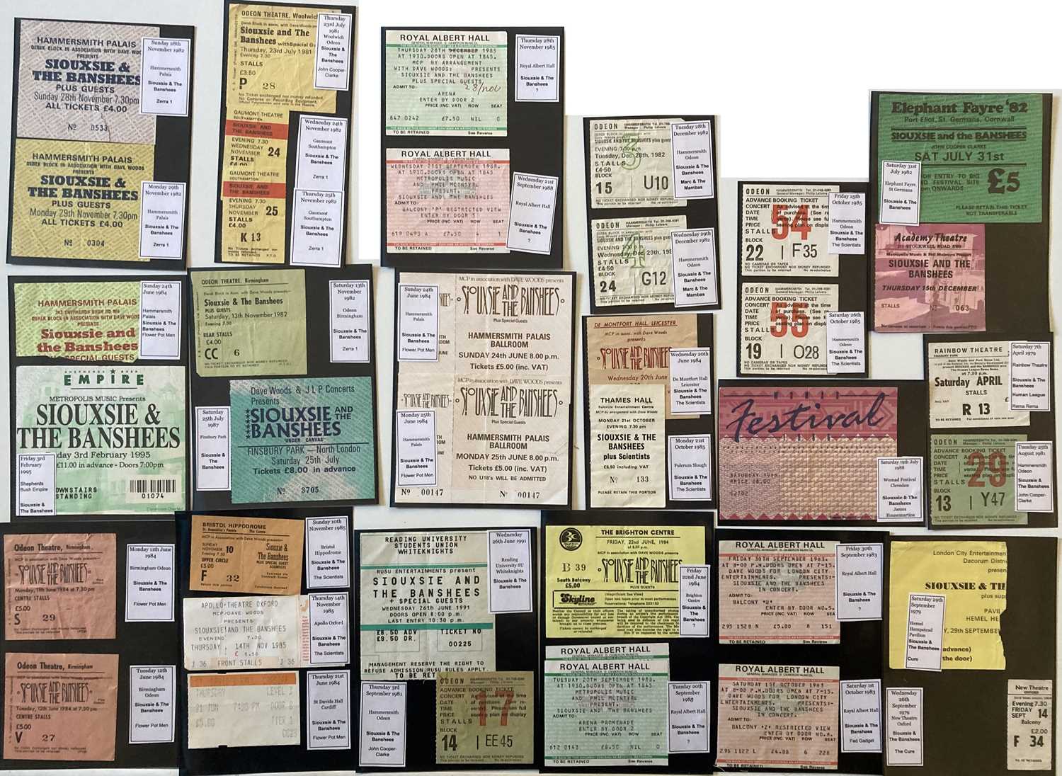 Lot 103 - SIOUXSIE AND THE BANSHEES CONCERT TICKET ARCHIVE.