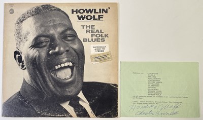 Lot 404 - BLUES INTEREST - HOWLIN' WOLF - ORIGINAL FOLK BLUES LP AND SIGNED PAGE.