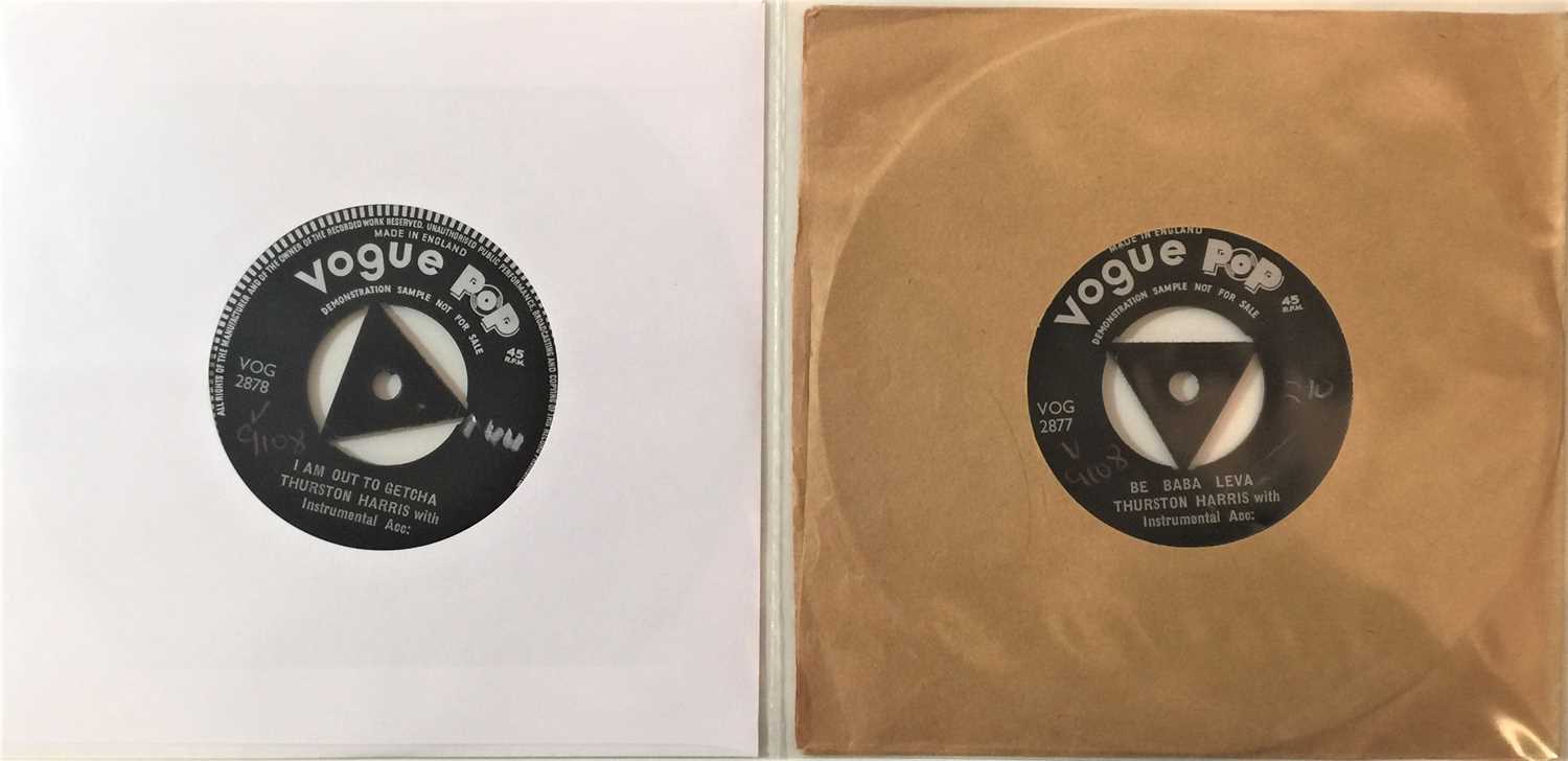 Lot 256 - THURSTON HARRIS - BE BABA LEVA/I AM OUT TO GETCHA 7" - SINGLE SIDED ORIGINAL UK VOGUE POP RELEASES (VOG 2877/VOG 2878)