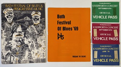 Lot 107 - BATH FESTIVAL OF BLUES - PROGRAMMES AND KNEBWORTH PASSES.