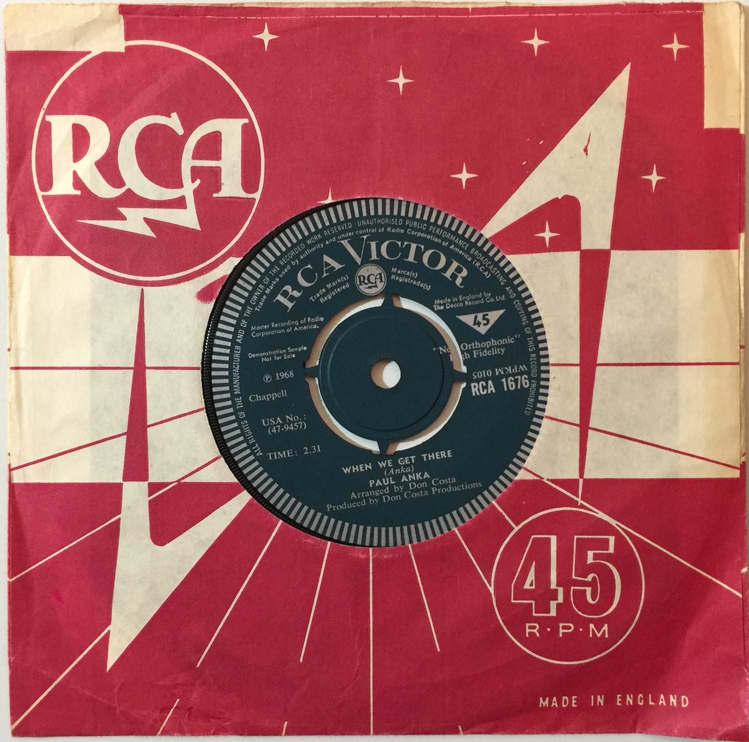 Lot 278 - PAUL ANKA - WHEN WE GET THERE C/W CAN'T GET YOU OUT OF MY MIND 7" (ORIGINAL UK DEMO - RCA VICTOR - RCA 1676)