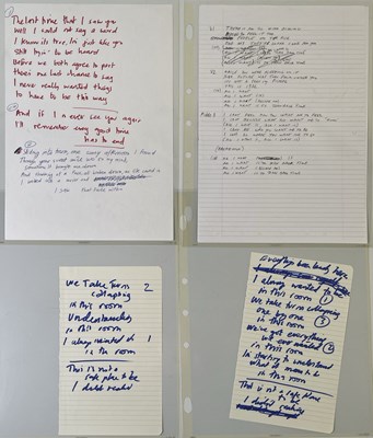 Lot 524 - RIDE - ANDY BELL HANDWRITTEN LYRICS FOR 'IN THIS ROOM'.