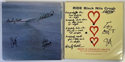 Lot 529 - RIDE - FULLY SIGNED LP AND LP WITH ANDY BELL HANDWRITTEN LYRICS.