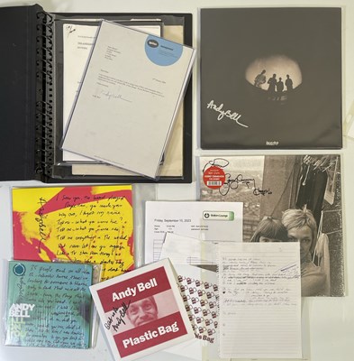 Lot 532 - RIDE - ANDY BELL - HANDWRITTEN LYRICS, SIGNED ITEMS.