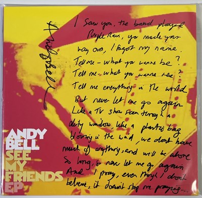 Lot 532 - RIDE - ANDY BELL - HANDWRITTEN LYRICS, SIGNED ITEMS.