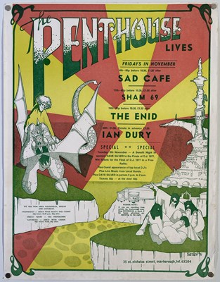 Lot 388 - PUNK INTEREST - SHAM 69 / IAN DURY - RARE 1977 SCARBOROUGH LISTINGS POSTER.