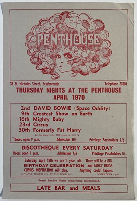 Lot 584 - DAVID BOWIE - ORIGINAL AND RARE 1970 SCARBOROUGH CONCERT LISTING MINI POSTER.