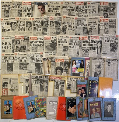 Lot 405 - ELVIS SCRAPBOOKS AND ORIGINAL NEWSPAPER COLLECTION.