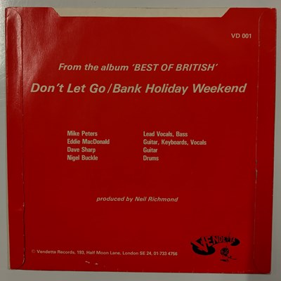 Lot 893 - SEVENTEEN - DON'T LET GO C/W BANK HOLIDAY WEEKEND - VENDETTA (VD 001)