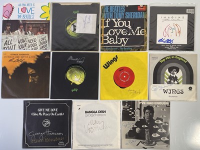 Lot 447 - THE BEATLES - BEATLES RELATED SIGNED 7" SINGLES.