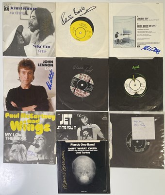 Lot 435 - THE BEATLES - BEATLES RELATED SIGNED 7" SINGLES.