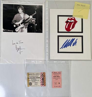 Lot 418 - THE ROLLING STONES - BILL WYMAN / MICK TAYLOR SIGNED ITEMS AND TICKET STUBS INC 1976 DAVID BOWIE.