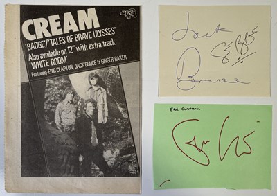 Lot 321 - CREAM - AUTOGRAPH BOOK PAGES SIGNED BY ERIC CLAPTON / BRUCE / BAKER.