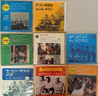 Lot 104 - THE BEACH BOYS - JAPANESE 7" PACK (ALL TRANSPARENT RED VINYL)