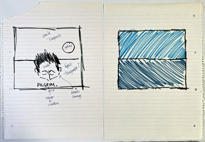 Lot 465 - ERIC CLAPTON - HAND-DRAWN ARTWORK USED IN THE 'PILGRIM' PROGRAMME.