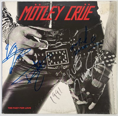 Lot 416 - MOTLEY CRUE - FULLY SIGNED TOO FAST FOR LOVE LP.