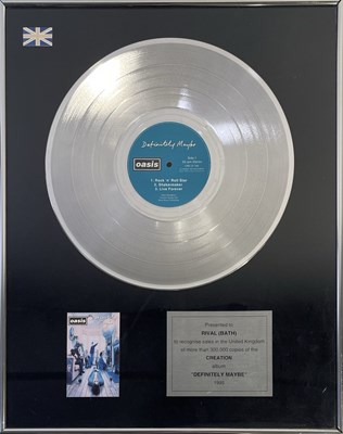 Lot 513 - OASIS - DEFINITELY MAYBE PLATINUM DISC AWARD.