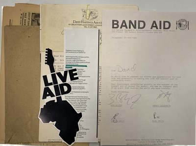 Lot 160 - LIVE AID CORRESPONDENCE AND SIGNED PAGE.