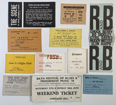 Lot 136 - ORIGINAL 1960S R&B / ROCK / BLUES MEMBERSHIP CARDS / TICKETS ETC.