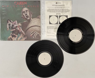 Lot 101 - QUEEN - NEWS OF THE WORLD LP (ORIGINAL UK WHITE LABEL TEST PRESSING WITH PROOF SLEEVE - OWNED BY JOHN DEACON).