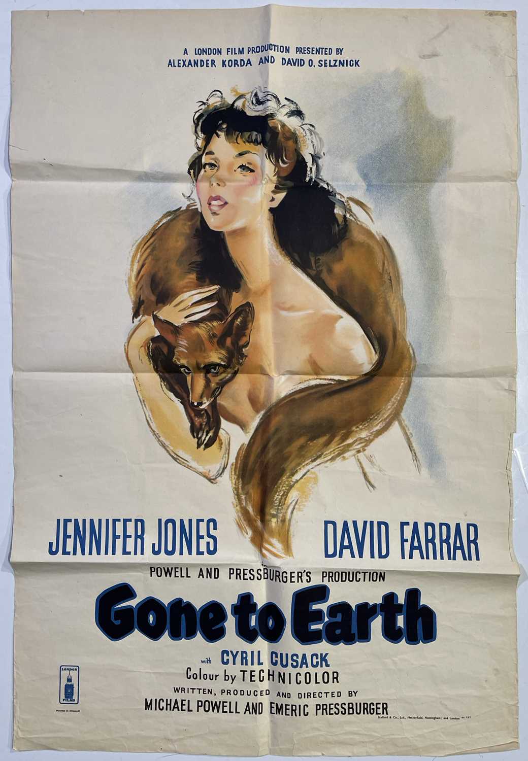 Lot 183 - POWELL AND PRESSBURGER - GONE TO EARTH (1950) - ONE SHEET SIZE UK POSTER.
