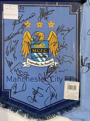 Lot 397 - FOOTBALL MEMORABILIA - MANCHESTER CITY SIGNED SHIRT / PENNANTS