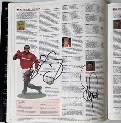 Lot 403 - FOOTBALL MEMORABILIA - MULTI SIGNED MANCHESTER UNITED ENCYCLOPEDIA / GEORGE BEST SIGNED.