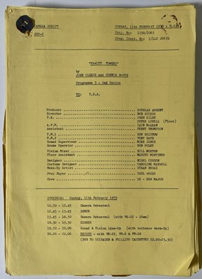 Lot 366 - FAWLTY TOWERS - SERIES TWO - EPISODE THREE - FULL CAMERA SCRIPT.