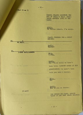 Lot 367 - FAWLTY TOWERS - SERIES TWO - EPISODE FOUR - FULL CAMERA SCRIPT.