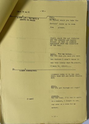 Lot 367 - FAWLTY TOWERS - SERIES TWO - EPISODE FOUR - FULL CAMERA SCRIPT.