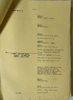 Lot 367 - FAWLTY TOWERS - SERIES TWO - EPISODE FOUR - FULL CAMERA SCRIPT.