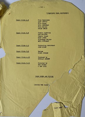Lot 367 - FAWLTY TOWERS - SERIES TWO - EPISODE FOUR - FULL CAMERA SCRIPT.
