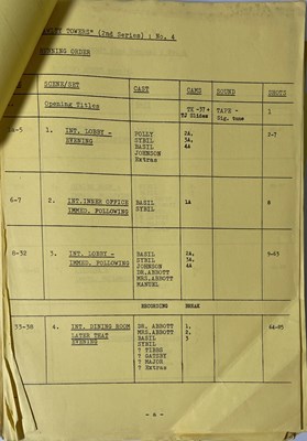 Lot 367 - FAWLTY TOWERS - SERIES TWO - EPISODE FOUR - FULL CAMERA SCRIPT.