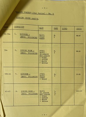 Lot 367 - FAWLTY TOWERS - SERIES TWO - EPISODE FOUR - FULL CAMERA SCRIPT.