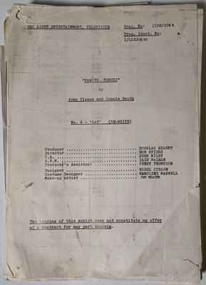 Lot 369 - FAWLTY TOWERS - SERIES TWO - EPISODE SIX 'RAT'- FULL REHEARSAL SCRIPT.