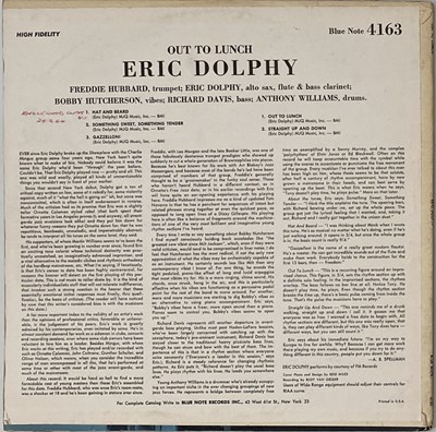 Lot 313 - ERIC DOLPHY - OUT TO LUNCH LP (US MONO ORIGINAL - BLUE NOTE - BLP BLP 4163)