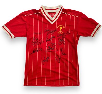 Lot 408 - FOOTBALL MEMORABILIA - LIVERPOOL FOOTBALL CLUB - MULTI-SIGNED ROME 1984 SHIRT.