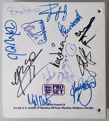 Lot 426 - FOOTBALL MEMORABILIA - CARD FOLDER SIGNED BY ENGLAND 1991 SQUAD.