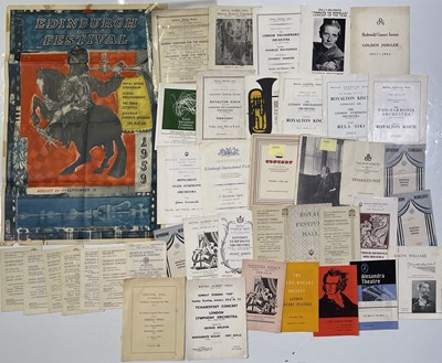 Lot 15 - 19TH AND 20TH CENTURY CLASSICAL MUSIC CONCERT PROGRAMMES / 1959 EDINBURGH FESTIVAL POSTER.