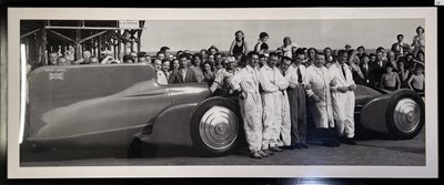 Lot 1A - AUTOMOBILIA - A LARGE FRAMED CAMPBELL-NAPIER-RAILTON BLUE BIRD PRINT.