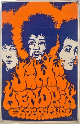 Lot 10 - JIMI HENDRIX - ORIGINAL AND RARE C 1960S SCREENPRINT POSTER.