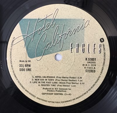 Lot 668 - THE EAGLES - HOTEL CALIFORNIA LP (UK ORIGINAL - LED ZEP SLEEVE MISPRINT - K53051)