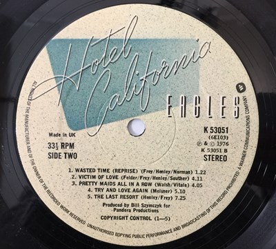 Lot 668 - THE EAGLES - HOTEL CALIFORNIA LP (UK ORIGINAL - LED ZEP SLEEVE MISPRINT - K53051)