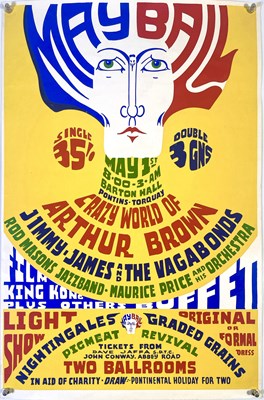 Lot 27 - CRAZY WORLD OF ARTHUR BROWN - ORIGINAL 1968 PONTINS MAY BALL POSTER.