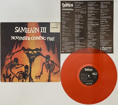 Lot 82 - SAMHAIN - NOVEMBER-COMING-FIRE LP (LIMITED EDITION 1986 ORANGE VINYL - PL9-07)