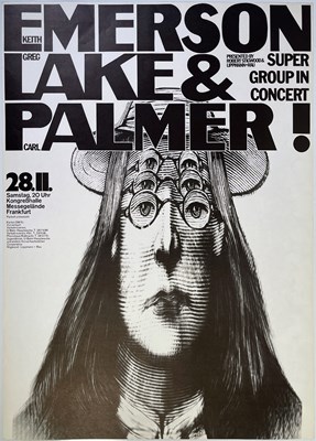 Lot 92 - GUNTHER KIESER COLLECTION - ORIGINAL EMERSON, LAKE & PALMER CONCERT POSTER.