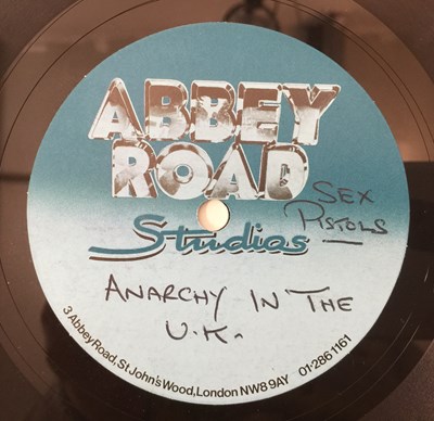 Lot 100 - SEX PISTOLS - ANARCHY IN THE UK 7" ACETATE (ABBEY ROAD SECOND PRESSING)