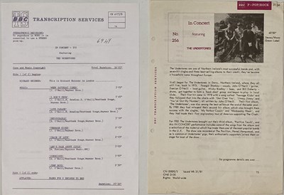 Lot 107 - THE UNDERTONES - BBC TRANSCRIPTION SERVICES LPs (ORIGINAL COPIES - SHOWS 256/302)