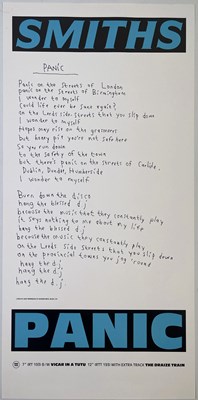 Lot 99 - THE SMITHS - ORIGINAL ROUGH TRADE PROMOTIONAL 'LYRICS' POSTER FOR 'PANIC'.