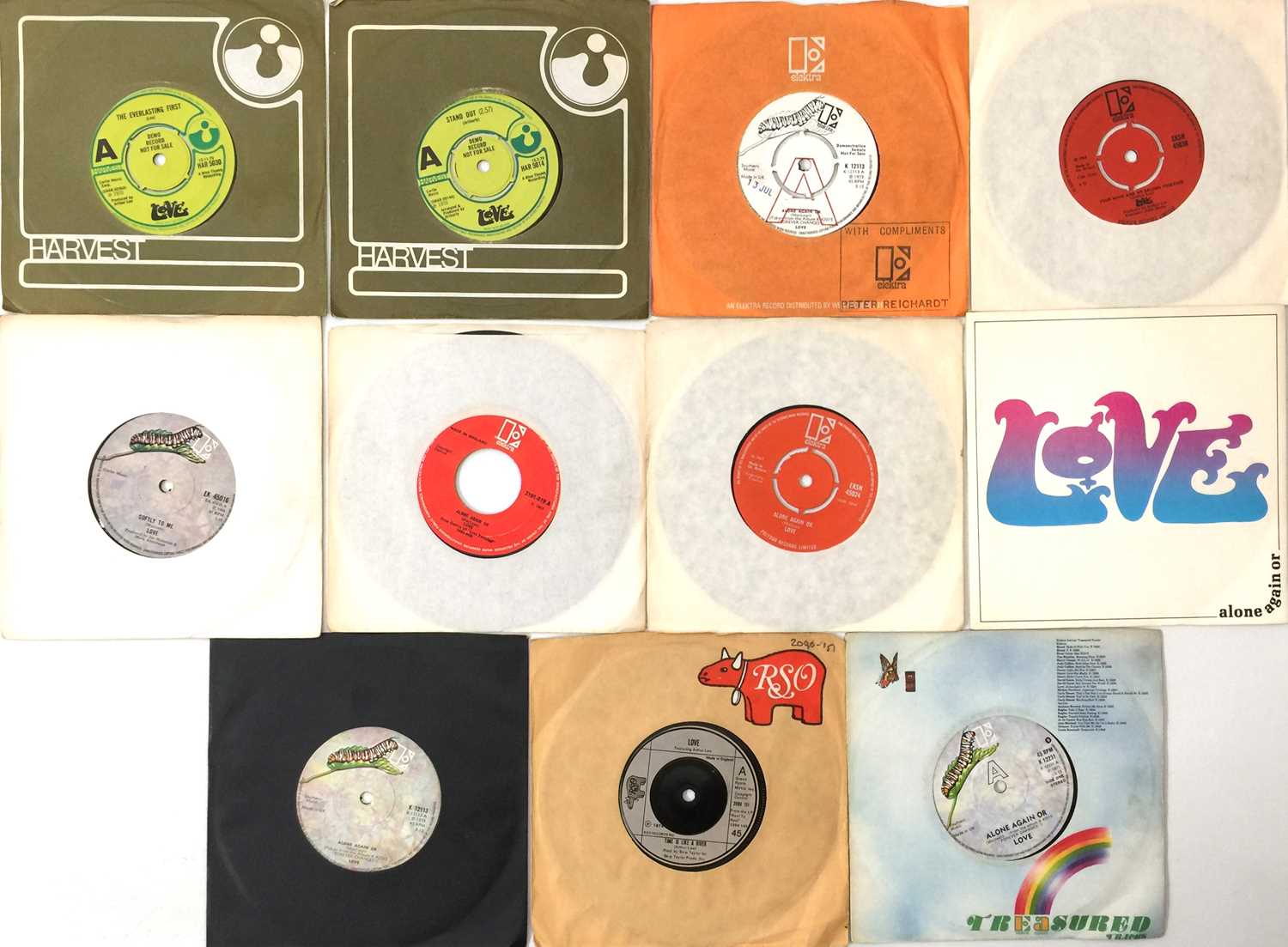 Lot 121 - LOVE - UK SINGLES - 7" PACK (INC DEMOS)
